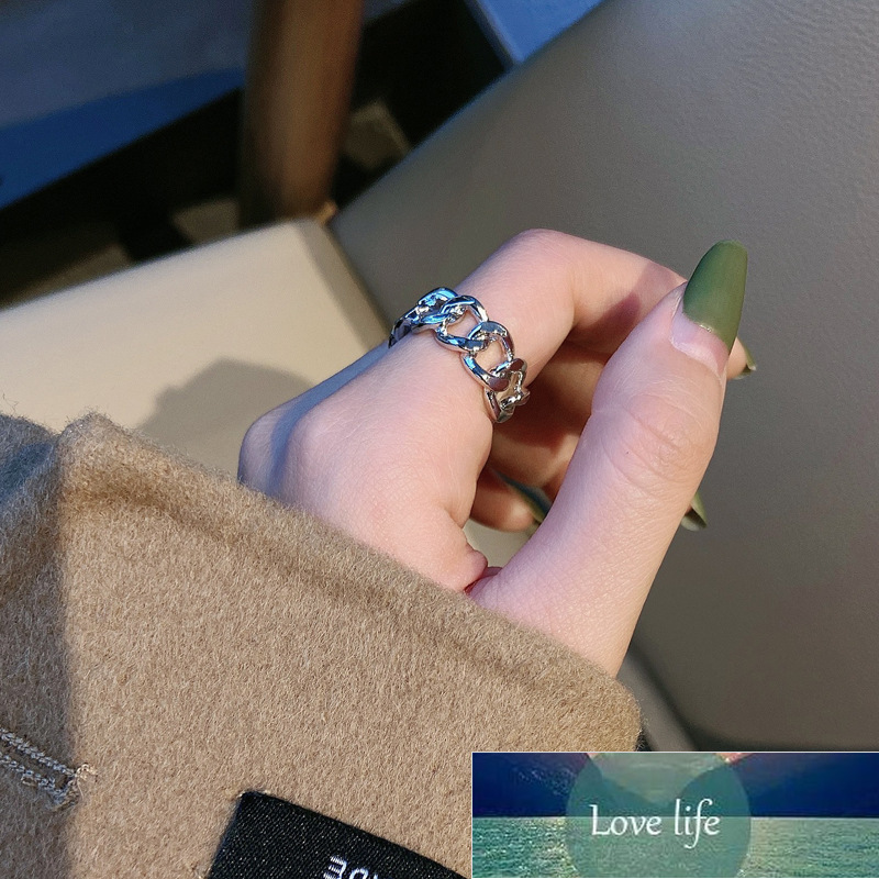 Simple Design Silver Color Metal Chain Open Ring For Women Hiphop Round Hollow Finger Rings Hipster Party Fashion Jewelry A964 Factory price expert de