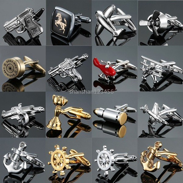 French Men's Shirt Cufflinks Metal Brass Enamel Bullet Gun Rudder Plane Sleeve Button Business Suit Top Cuff Links for Men Fashion Jewelry Will and Sandy
French Men's Shirt Cufflinks Metal Brass Enamel Bullet Gun Rudder Plane Sleeve Button Business Suit Top Cuff Links for Men Fashion Jewelry Will and Sandy