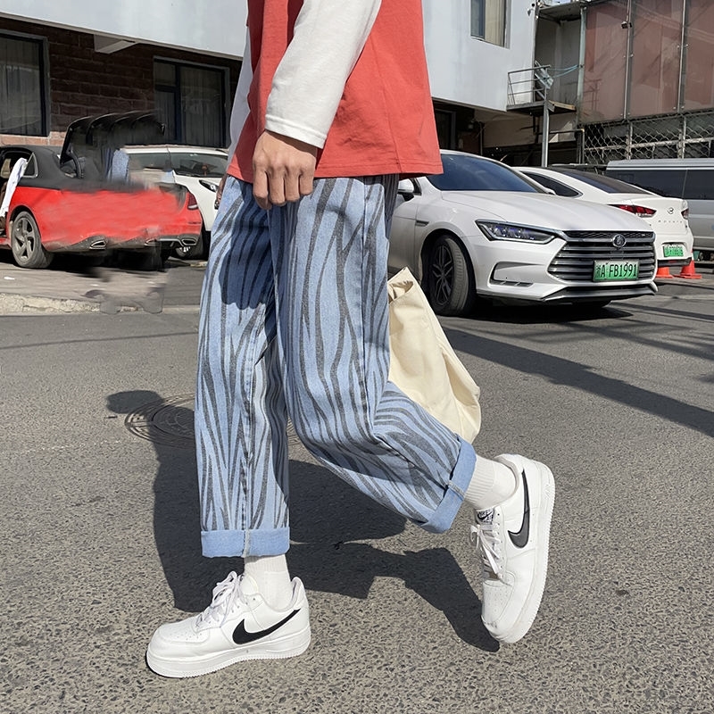 2021 New Spring Striped Men's Fashion Casual Retro Denim Trousers Mens Streetwear Korean Loose Hip-hop Straight Wide-leg Jeans Men Itan, Light blue
2021 New Spring Striped Men's Fashion Casual Retro Denim Trousers Mens Streetwear Korean Loose Hip-hop Straight Wide-leg Jeans Men Itan, Light blue