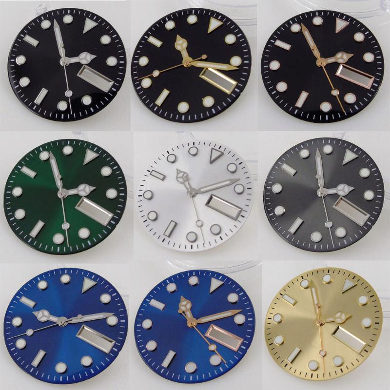 

Repair Tools & Kits 29mm Watch Dial Spare Parts With Hands Fit For NH36/NH36A Date/Day Calendar Window Blue/Black/Green/Gold/Gray/White Gree