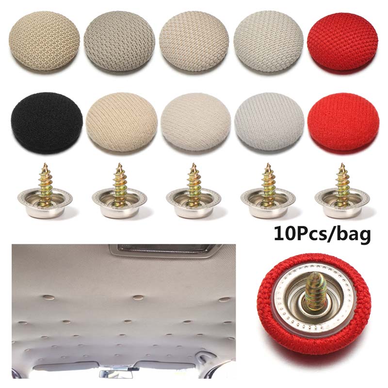 10pcs/Set Car Roof Buckles Repair Kit Tools Headliner Ceiling Cloth Fixing Screw Cap Repairs Automotive Care Fabric Buckle Rivets Retainer Interior Ac