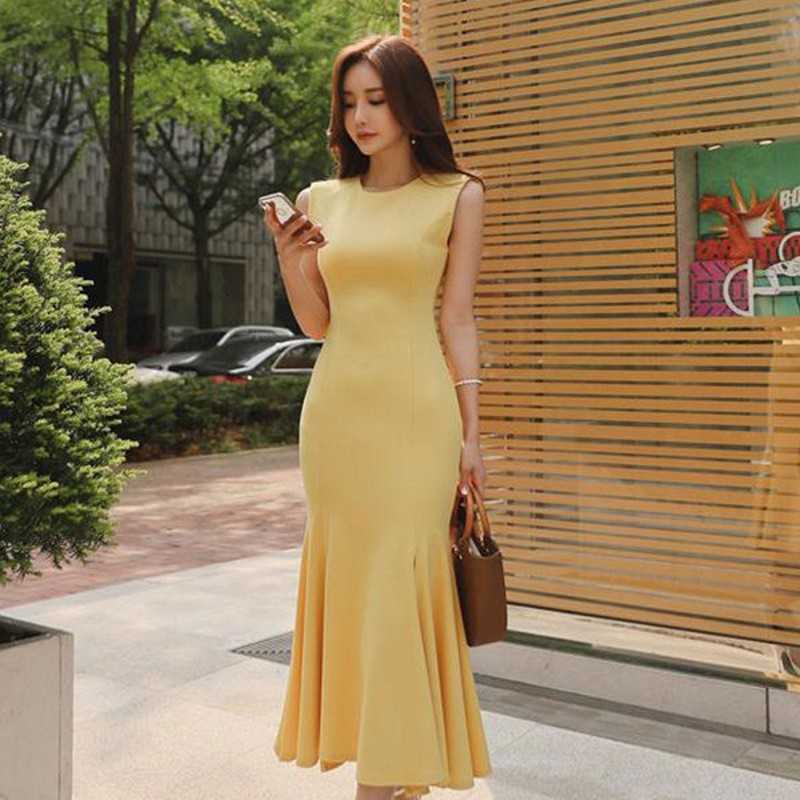 Elegant Yellow Mermaid Dress Summer Pencil Midi Women Slim Bodycon Office Lady Ruffle es 210526
Elegant Yellow Mermaid Dress Summer Pencil Midi Women Slim Bodycon Office Lady Ruffle es 210526