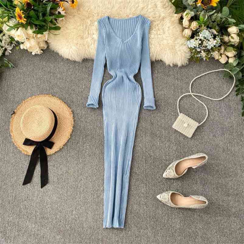 Spring Autumn Bodycon Sexy Dres Long Sleeve V Neck Solid Midi es Ladies Elegant Knitted Swaeter Robe 210602, Red
Spring Autumn Bodycon Sexy Dres Long Sleeve V Neck Solid Midi es Ladies Elegant Knitted Swaeter Robe 210602, Red