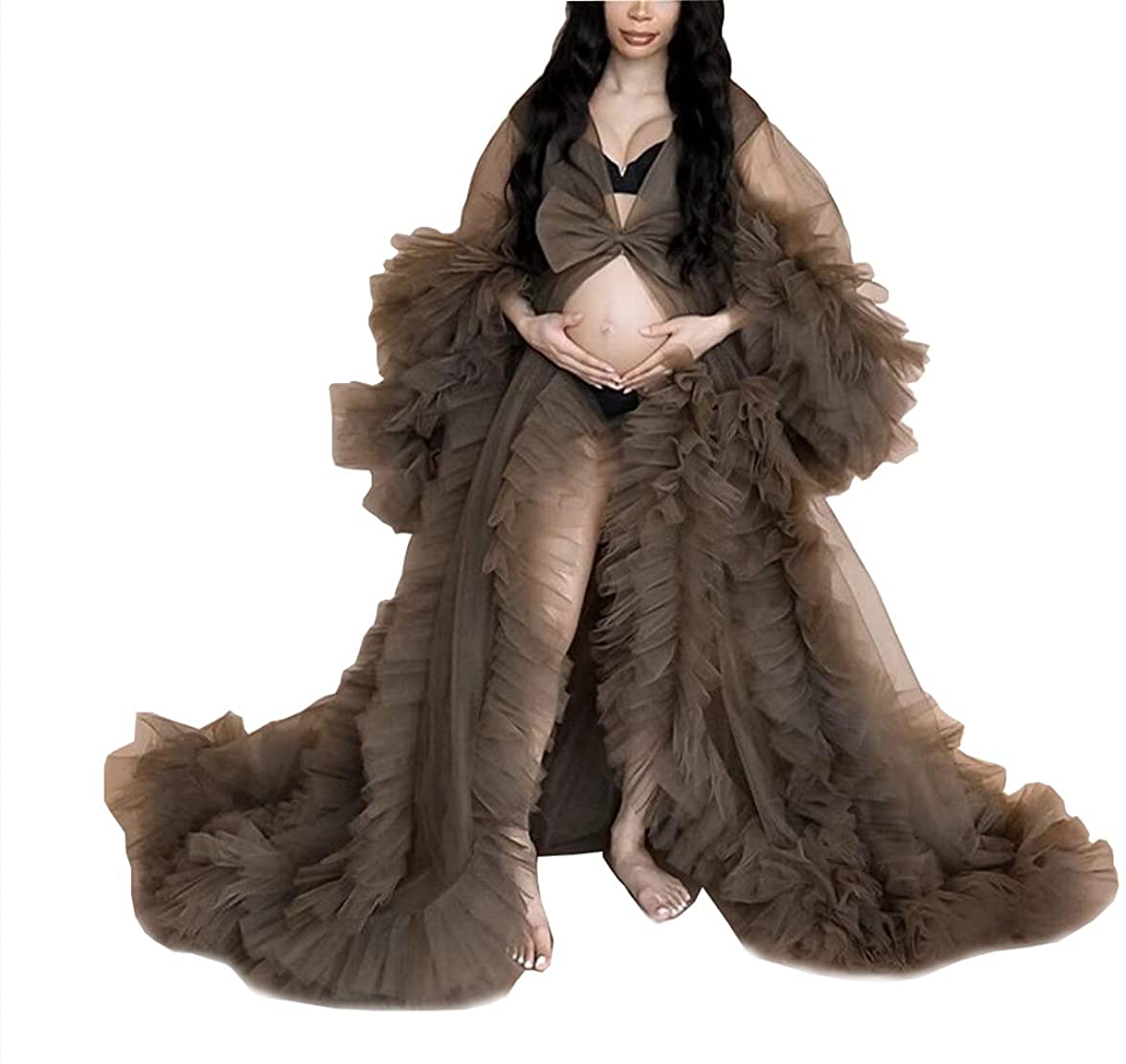 Chic Ruffle Evening Dresses Women's Tulle Robe Puffy Sheer Long Bathgown for Maternity Photo Shoot Custom Made, Nude
Chic Ruffle Evening Dresses Women's Tulle Robe Puffy Sheer Long Bathgown for Maternity Photo Shoot Custom Made, Nude