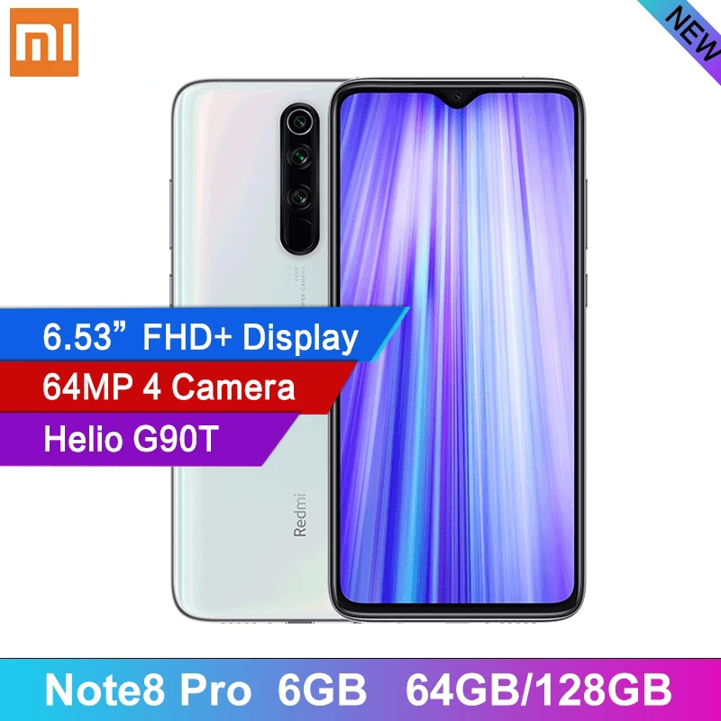 

Xiaomi Redmi Note 8 Pro 6GB 128GB Smartphone 64MP Quad Camera NFC 4500mAh 18W MTK Helio G90T 6.53" FHD Global Version