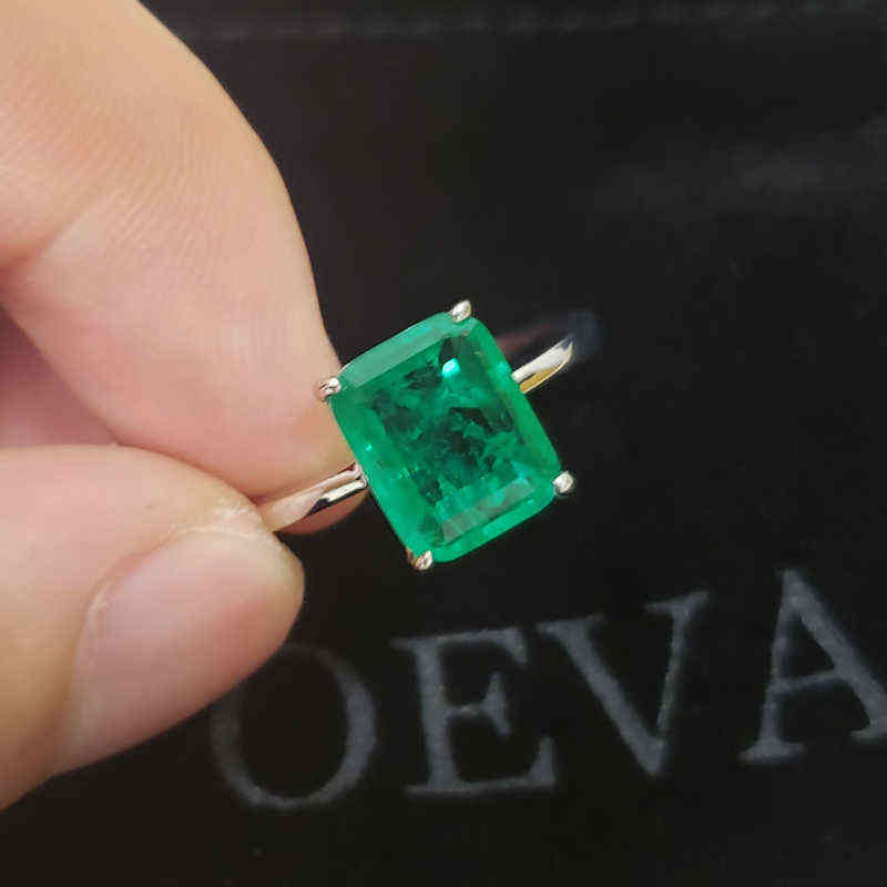 OEVAS Solid 925 Sterling Silver Wedding Rings For Women Sparkling Emerald High Carbon Diamond Engagement Party Fine Jewelry Gift Y220223