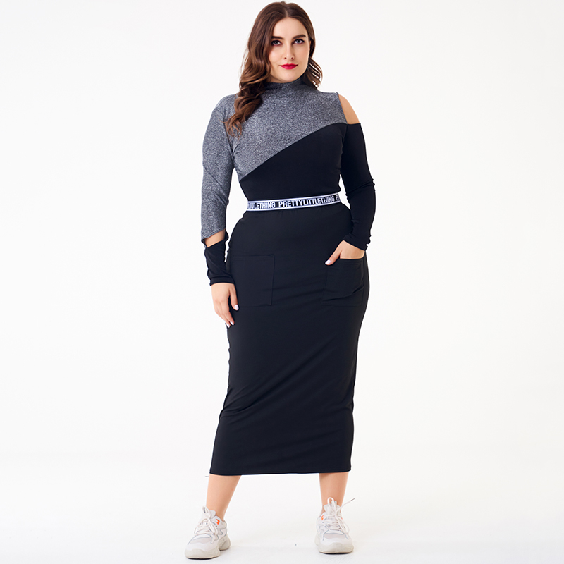 Plus Size Skirt Women Stretchable Skirt Solid Slim Pencil Skirts For Women Female Knit Largr Size Skirts 210309