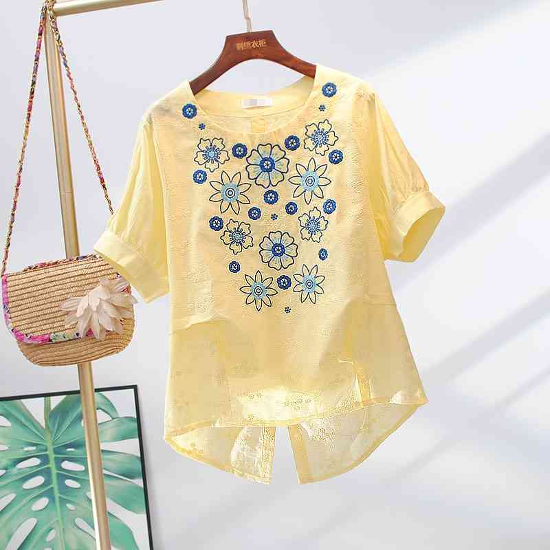 VANOVICH Cotton Blouses and Tops Women's Summer Short-sleeved Embroidery Ladies Casaul Women Clothing 210615, White
VANOVICH Cotton Blouses and Tops Women's Summer Short-sleeved Embroidery Ladies Casaul Women Clothing 210615, White