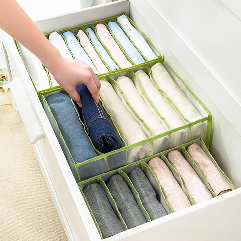 

Clothing & Wardrobe Storage 3Pcs Foldable Jeans T-shirt Leggings Underwear Box Closet Clothes Dividers Nylon Compartments Drawer Organizers