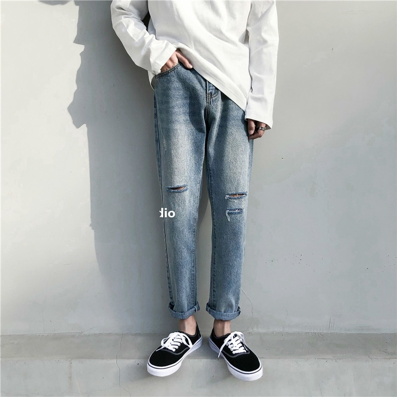 2021 New Korean Style Men's Stretch Casual Pants Classic Ny Holes Slim Fit Wash Jeans Black/blue Color Biker Denim Trousers Pkf4
2021 New Korean Style Men's Stretch Casual Pants Classic Ny Holes Slim Fit Wash Jeans Black/blue Color Biker Denim Trousers Pkf4
