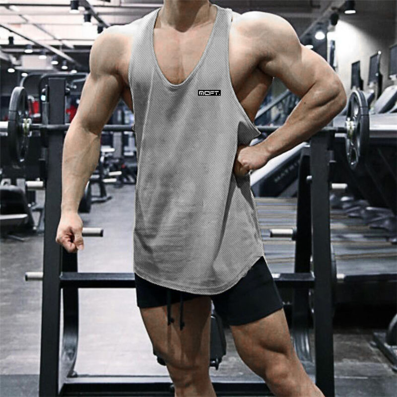 Muscle Guys Mesh Men's Tank Top Casual Sports Workout Man Singlets Gym Fitness Clothing Bodybuilding Sleeveless Vest 210308