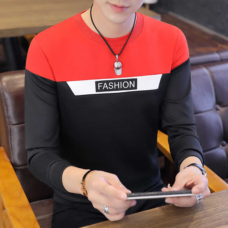 Sweaters male spring and autumn men's long sleeves round collar bottom shirt Korean version slim T students on clothin 210629