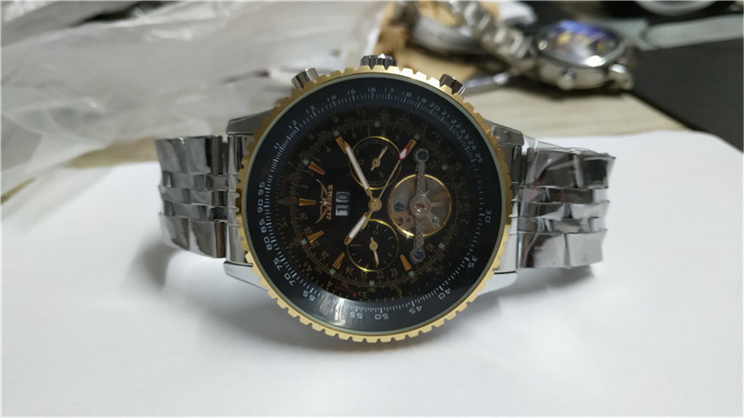 Elegant JARAGAR Men's Timepiece - Manual Wind Mechanical Wristwatch in Contemporary Design (JR03-2)
