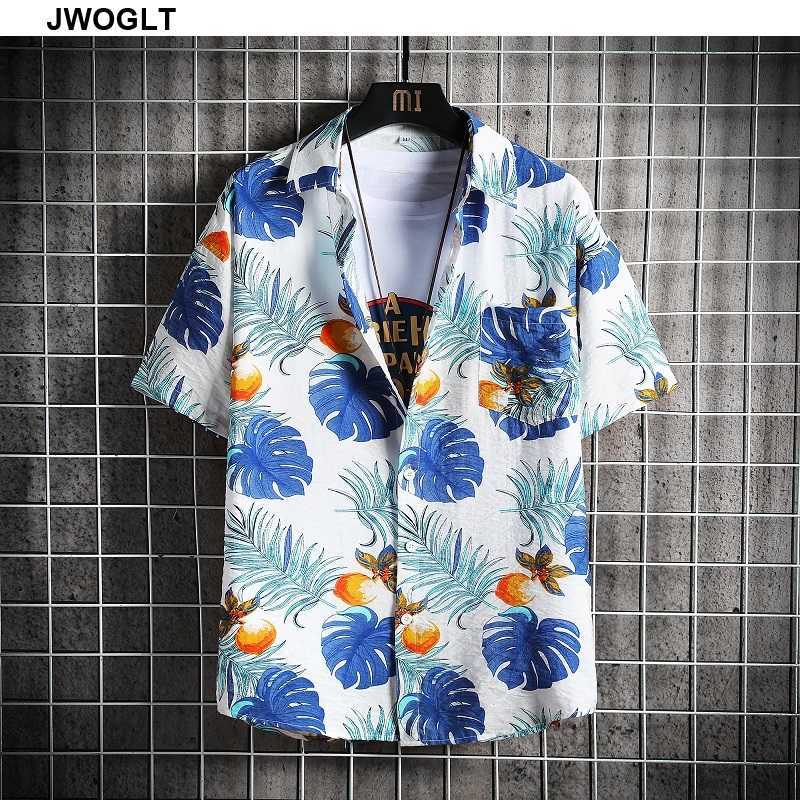 Summer Cool Comfort Men's Beach Shirt Fashion Short Sleeve Floral Loose Casual Button Down Hawaiian Shirts 4XL 5XL 210528