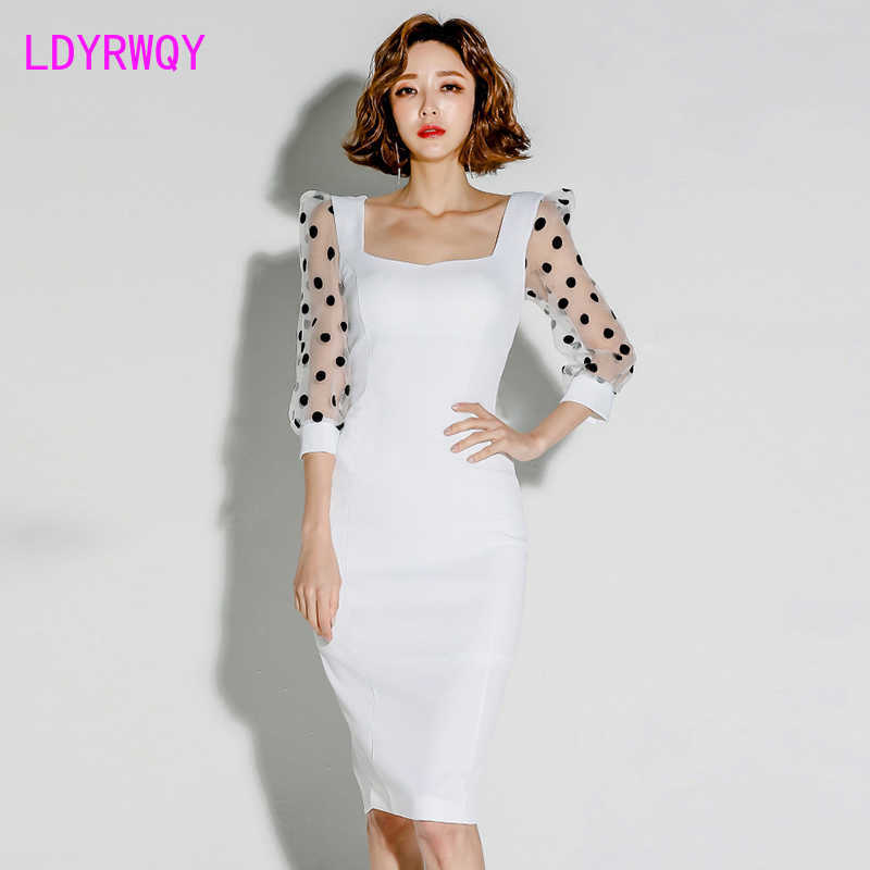 spring and summer style square neck mesh seven-point sleeves waist was thin package hip dress Sheath Office Lady 210603, White
spring and summer style square neck mesh seven-point sleeves waist was thin package hip dress Sheath Office Lady 210603, White