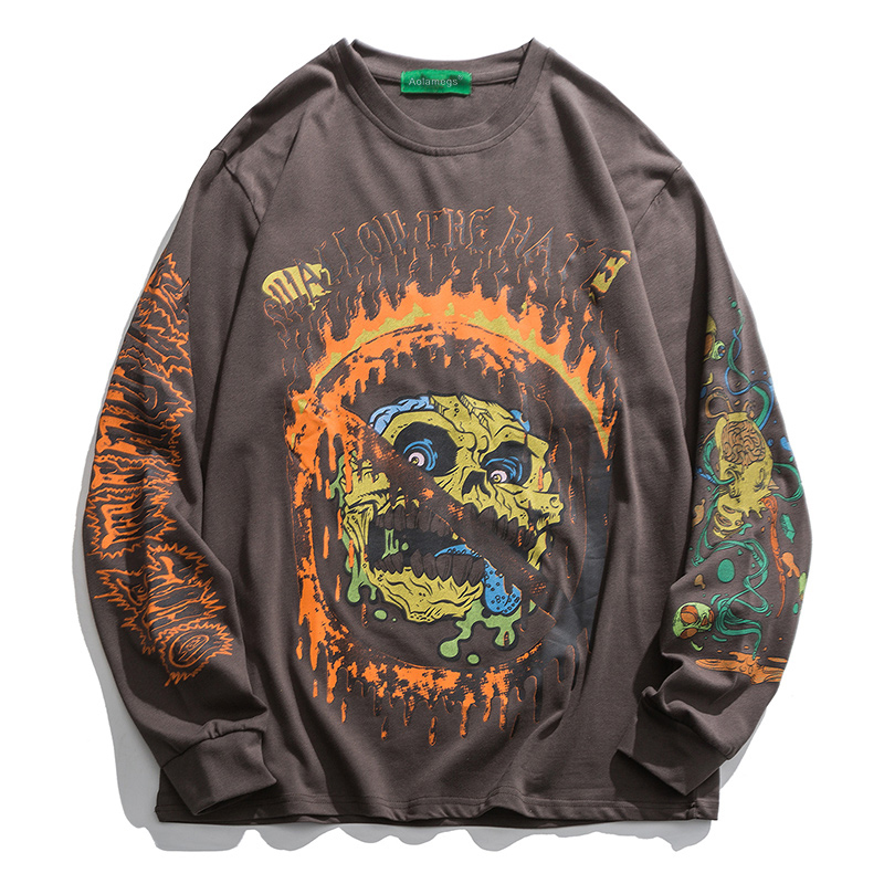 Aolamegs Hip Hop Sweatshirt Colorful Cartoon Demon Print Pullover Cotton Cozy Retro High Street Hipster Hoodie Streetwear Autumn 201020