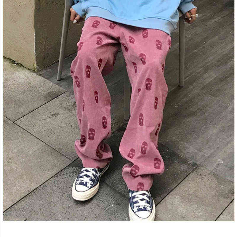 Corduroy pants women's spring and summer thin retro casual learn sweat women plus size Harajuku woman 211115