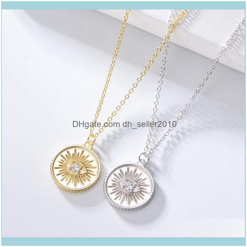 & Pendants Jewelrysterling Sier Paved Cz Evil Eye Hamsa Hand Pendant Necklace For Women Kolye Collares Collier Fine Jewelry Necklaces Drop D