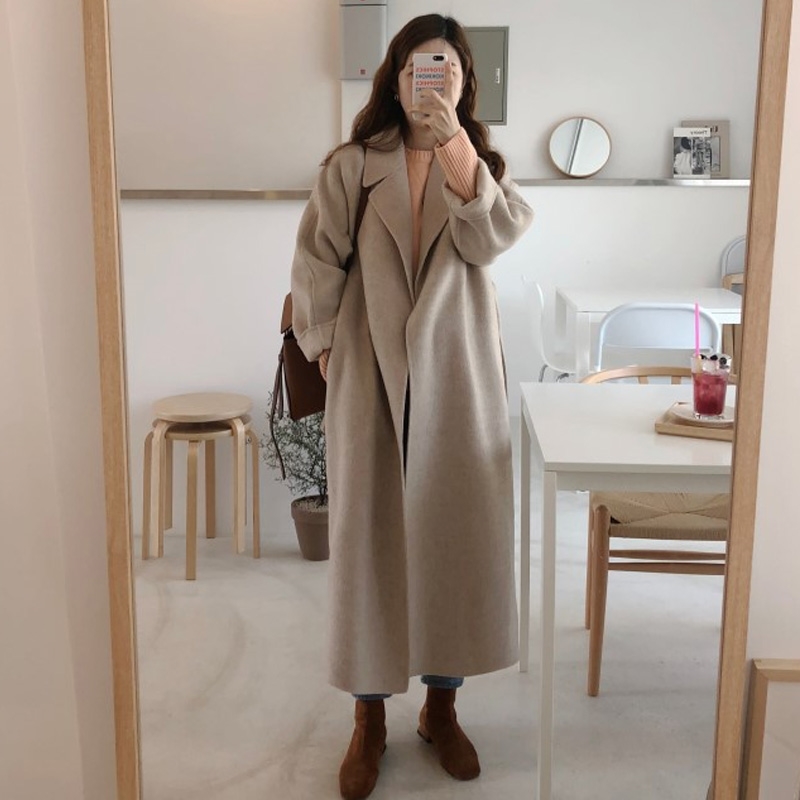 Women Korean Winter Long Overcoat Outwear Coat Loose Plus Size Cardigans Long Sleeve Manteau Femme Hiver Elegant 210218