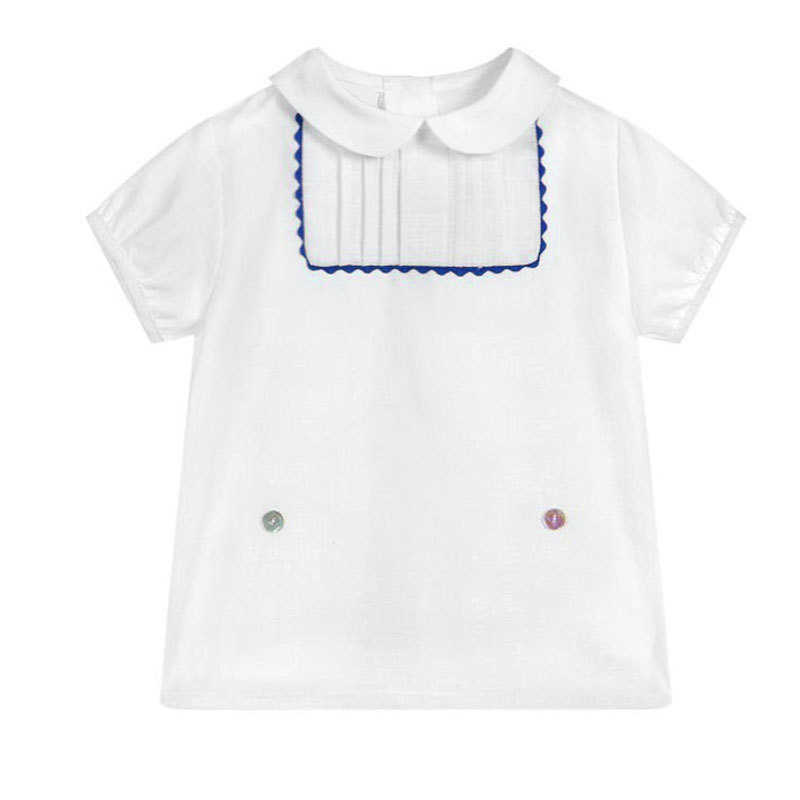 Baby Boys Spanish Boutique Clothes Set Toddler Summer Clothing Suit Children White Shirt + Short Pants Kids Formal Outfits 210615