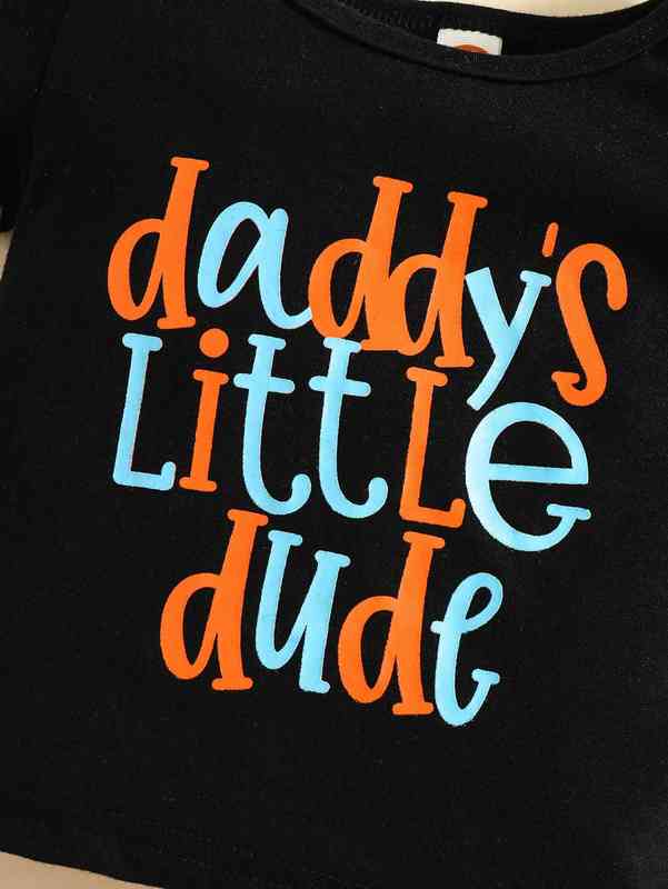 Baby Letter Graphic Tee And Geo Print Shorts SHE