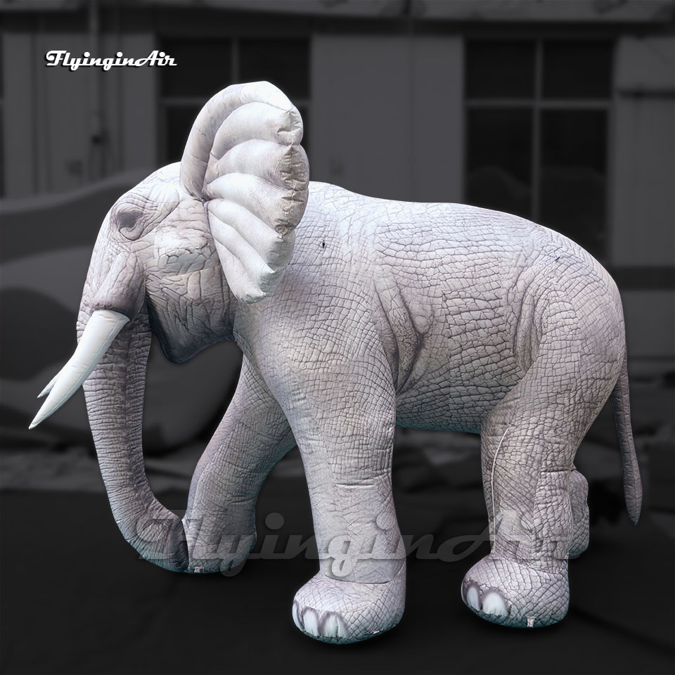 Customized Real Inflatable Elephant 2m Animal Mascot Model Blow Up White Elephant For Parade Show