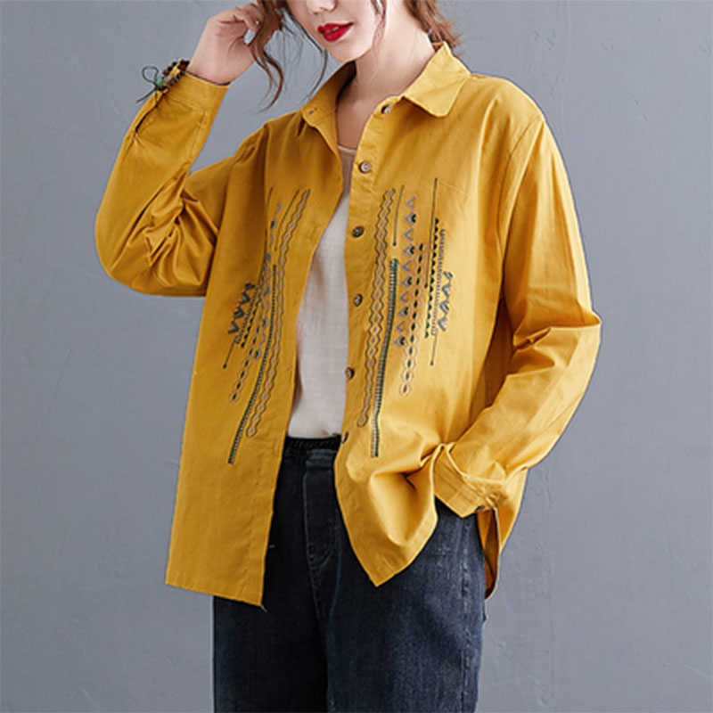 Spring Autumn Arts Style Women Long Sleeve Loose Shirt Vintage Embroidery Cotton Linen Blouses Plus Size Femme Tops S2 210608, Yellow
Spring Autumn Arts Style Women Long Sleeve Loose Shirt Vintage Embroidery Cotton Linen Blouses Plus Size Femme Tops S2 210608, Yellow