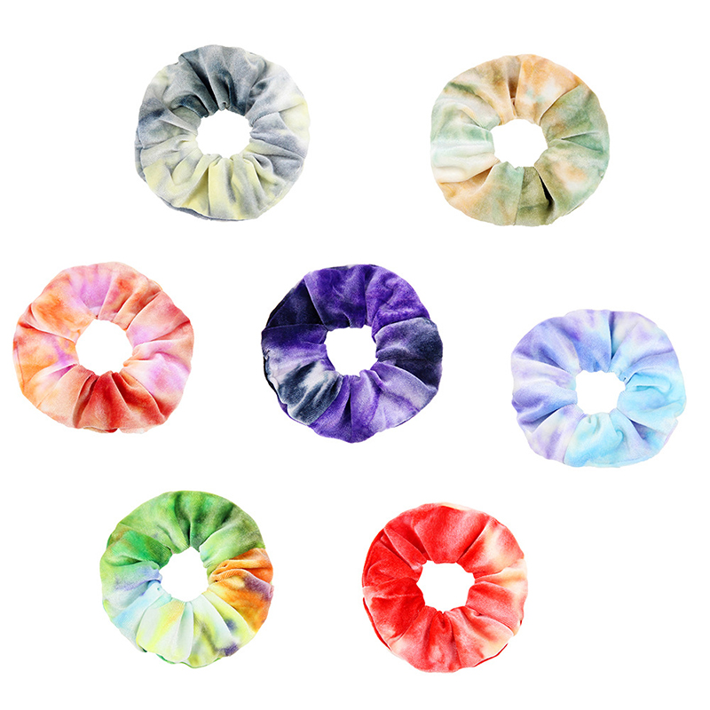 Veet Tie-dye Hair Circle Intestine Circles High Stretch Hairs Accessory Coletero Con Efecto Tie Dye De Terciopelo Con Forma De Diamante Lazo Para El C