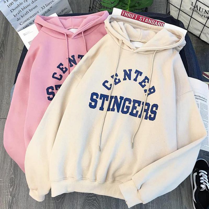 Zuolunouba Winter Thick Section Women's Clothing Print Letter Harajuku Women Hoody Sweatshirt Fashion Long Sleeve Lady Pullover 201212
