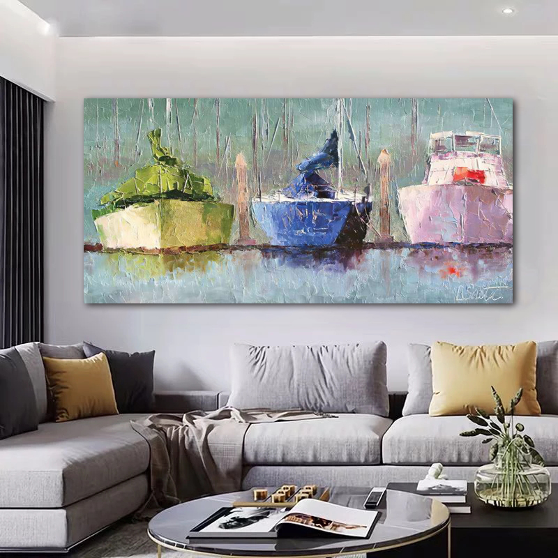 Sailboat Painting Wall Art For Living Room Boat Ship Pictures Canvas Prints Modern Home Decor Oil Painting On Canvas Quadros