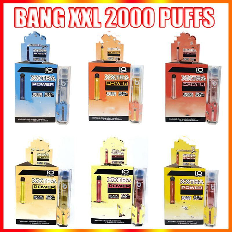 Bang XXL Disposable Vapes Pen E-cigarettes 800mAh Batterys 6ml Pods Vapors 2000 Puffs Kit
Bang XXL Disposable Vapes Pen E-cigarettes 800mAh Batterys 6ml Pods Vapors 2000 Puffs Kit
