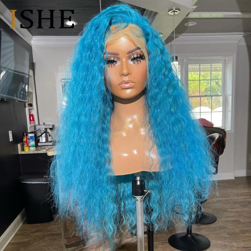 Lace Wigs 613 Blue Deep Wave Frontal Wig Ombre Highlight Curly Front For Women Human Hair Colored Preplucked Brazilian Remy
