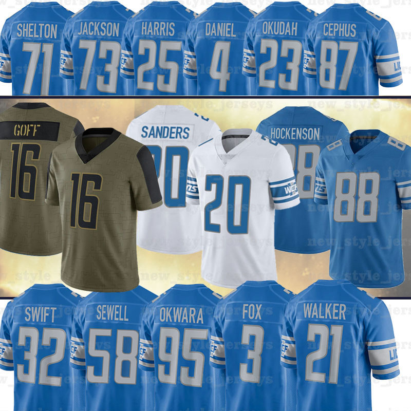 Detroits 88 T.J. Hockenson Liones Football Barry Sanders 16 Jared Goff Jerseys 77 Frank Ragnow 32 D'Andre Swift Jeff Okudah 55 Derrick Barnes Jerseys 6 Tyrell Williams, Men(xiong shi)
Detroits 88 T.J. Hockenson Liones Football Barry Sanders 16 Jared Goff Jerseys 77 Frank Ragnow 32 D'Andre Swift Jeff Okudah 55 Derrick Barnes Jerseys 6 Tyrell Williams, Men(xiong shi)