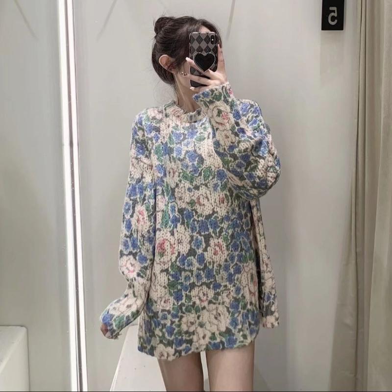 Women's Sweaters JUNWU Autumn Round Neck Floral Print Design Long Sleeve Loose Knit Sweater Pullover Casual Girl Sweet And Warm, White;black
Women's Sweaters JUNWU Autumn Round Neck Floral Print Design Long Sleeve Loose Knit Sweater Pullover Casual Girl Sweet And Warm, White;black