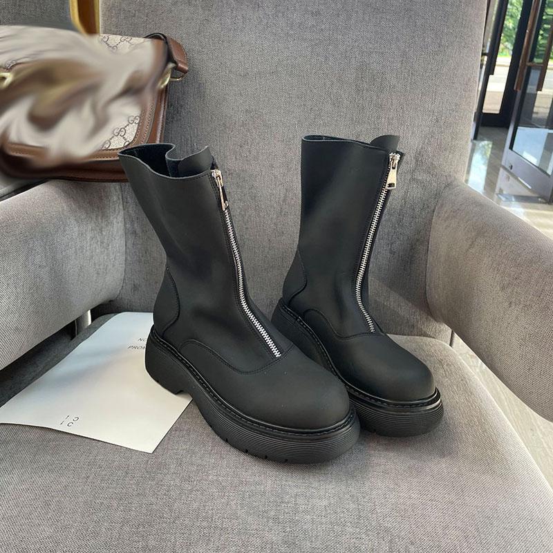 Boots 2022 Autumn Women Zip Ankle Boot For High Quality Leather Comfort Casual Platform Shoes Durable Heighten Shoe