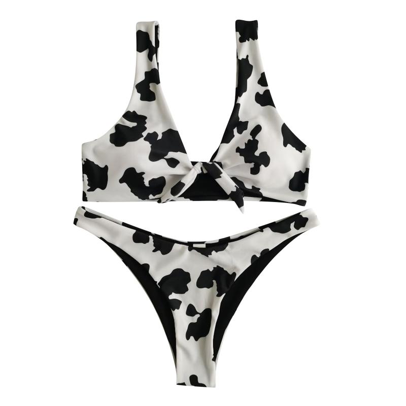Women' Swimwear Women Cow Print Sexy Bikini Female Swimsuit High Waist Front Knot Set Two Pieces Bathing Suits, As pic
Women' Swimwear Women Cow Print Sexy Bikini Female Swimsuit High Waist Front Knot Set Two Pieces Bathing Suits, As pic