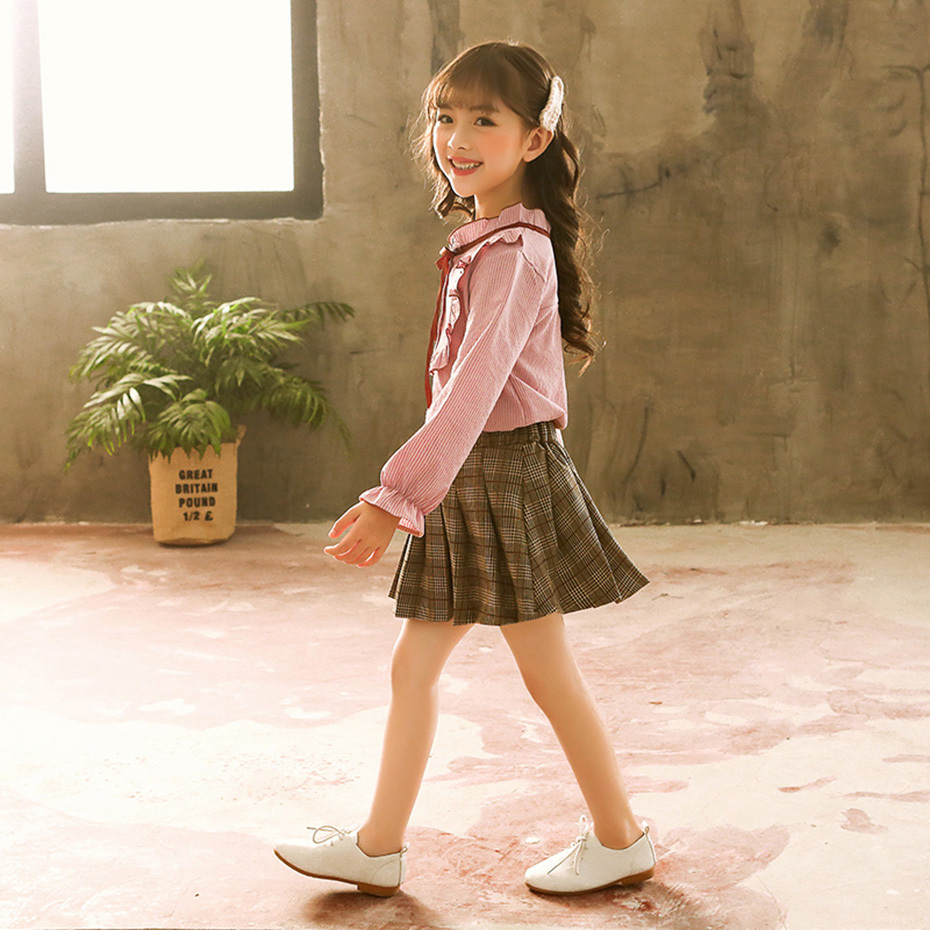 White Blouses Casual Shirts Bow Kids School Blouse Butterfly Sleeve Teenage Clothes For Girls 210306