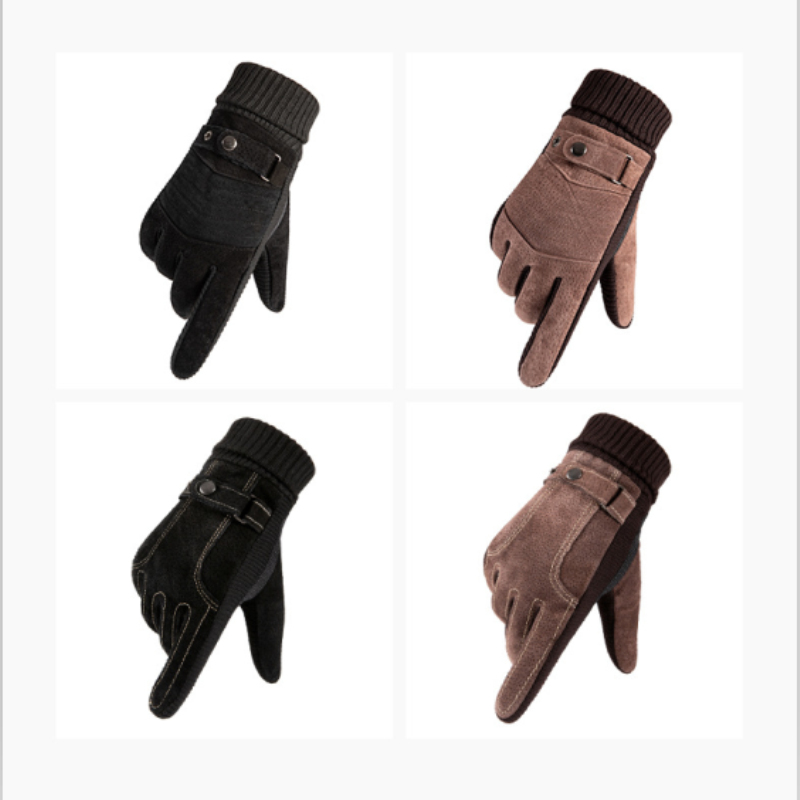 

New Fashion Cold Proof Warm Driving Gloves Black and Brown Pigskin Touch Screen Glove