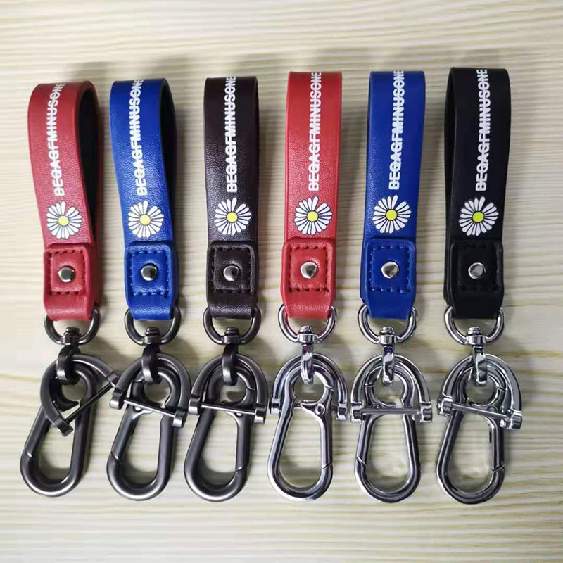 Creative Boutique Car KeyRings Personalized Color Printing Real Super Fiber Leather Waist Hanging Car Accessories
