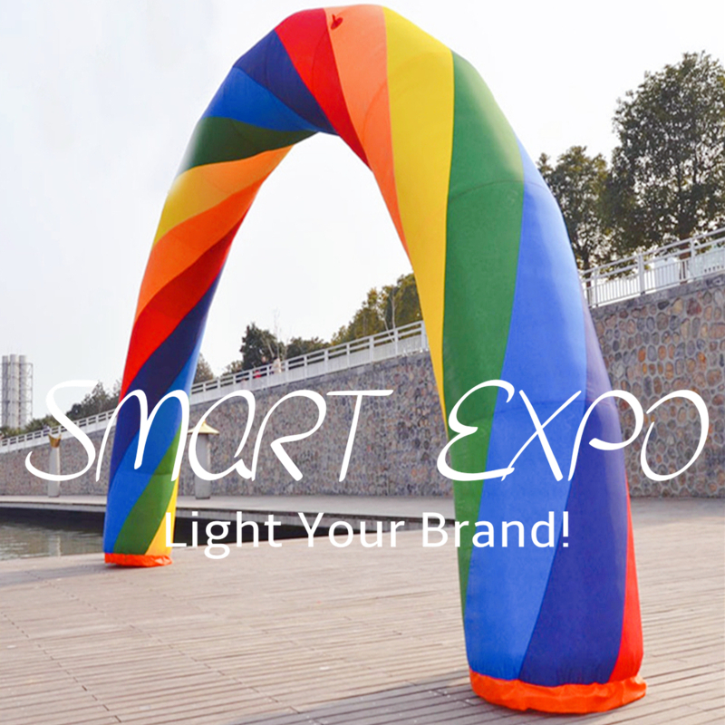 Custom Inflatable Archway 0.75xW8xH4m Rainbow Arch Promotion Stand with Full Printing and Blower