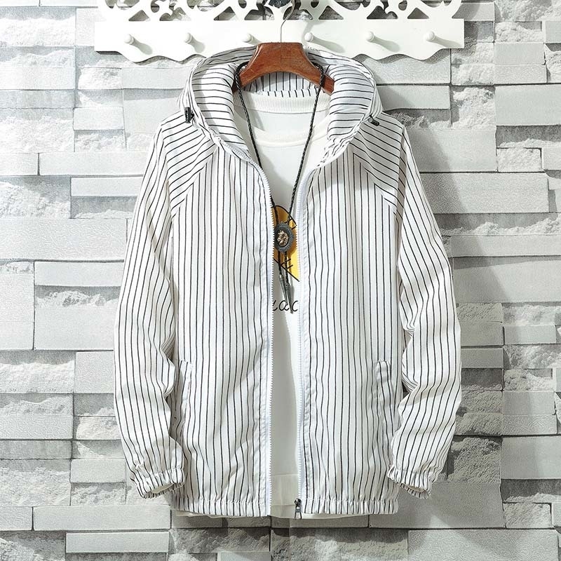 AIRGRACIAS Autumn New Mens Bomber Hooded Jacket Male Casual Streetwear Striped Jacket Men Coat Clothing Size S4XL T200603