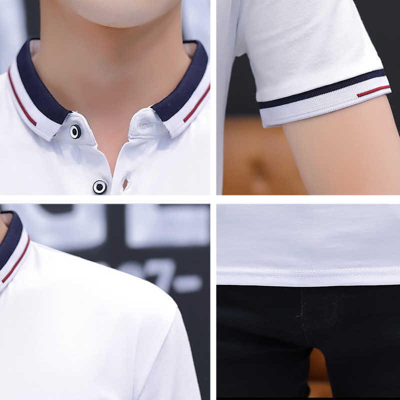 BROWON summer casual polo shirt men short sleeve turn down collar slim fit sold color polo shirt for men plus size 210623