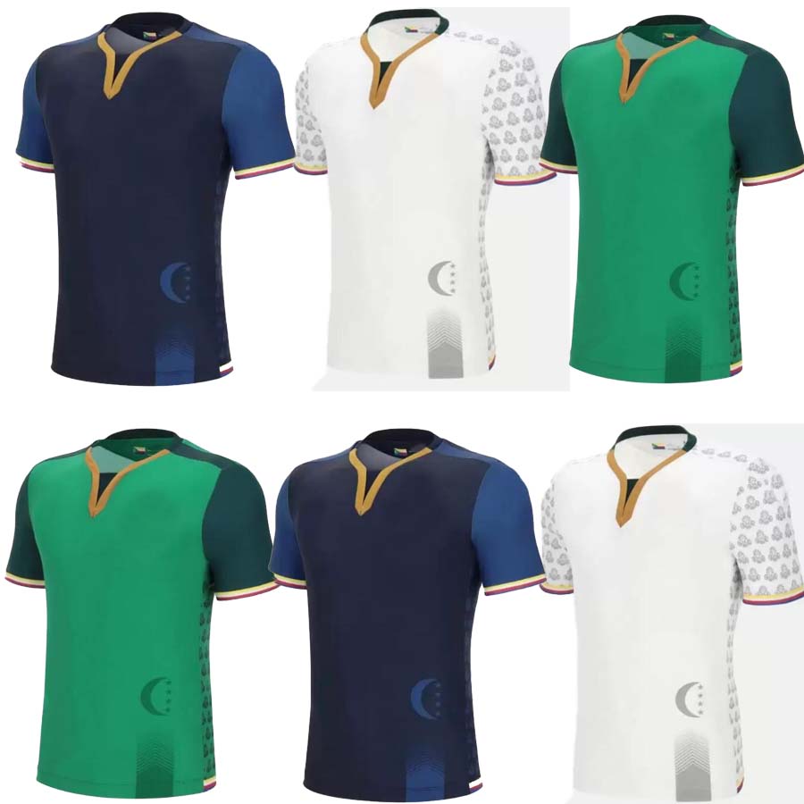 2022 The Comoros soccer jersey 22 23 home green away white third blue Faïz Selemani El Fardou Ben Youssouf M'Changama Fouad Bachirou football shirts 
2022 The Comoros soccer jersey 22 23 home green away white third blue Faïz Selemani El Fardou Ben Youssouf M'Changama Fouad Bachirou football shirts