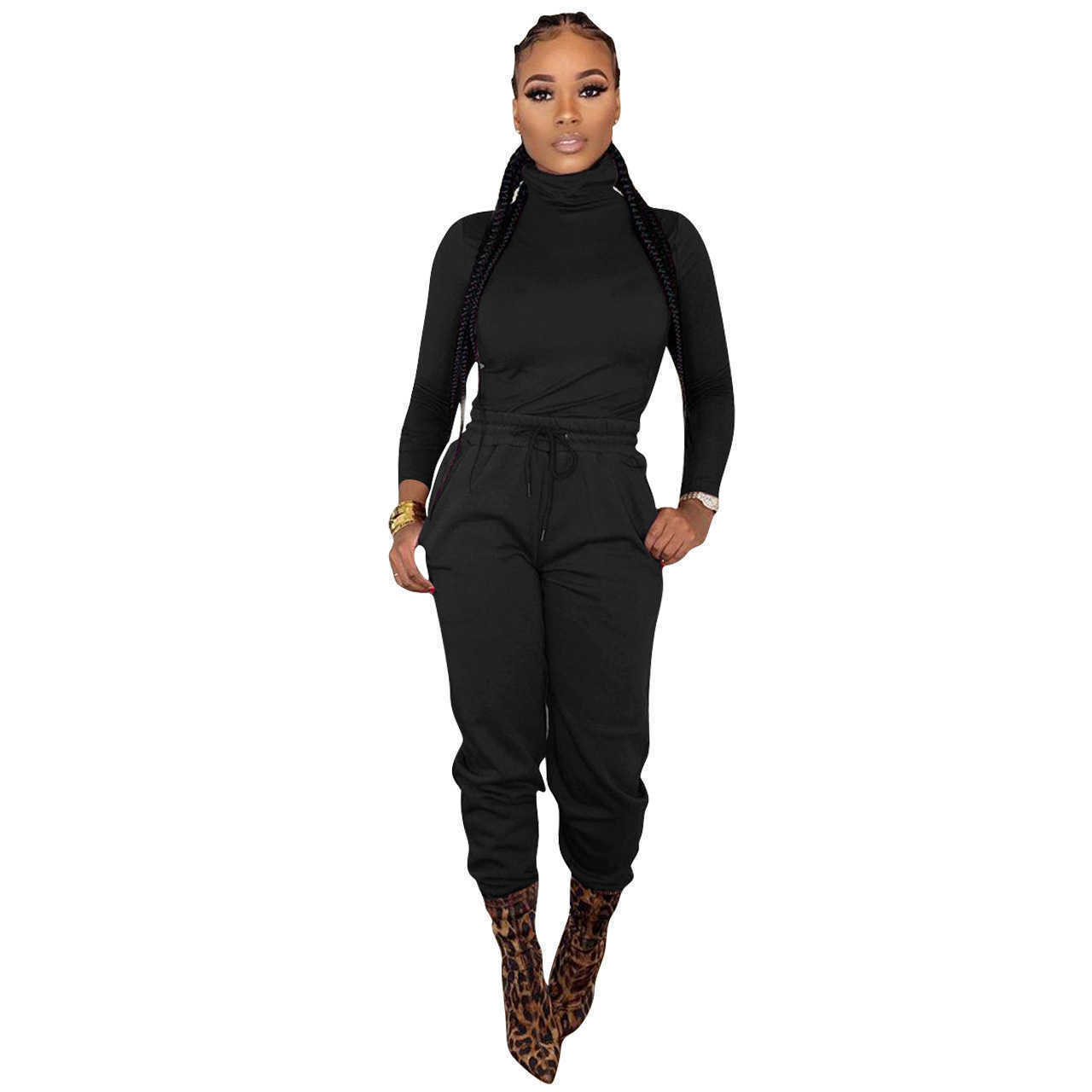 Womens solid 2 piece set tracksuit fall winter clothing plain sweatshirt pants sportswear hoodies leggings outfits outerwear bodysuits