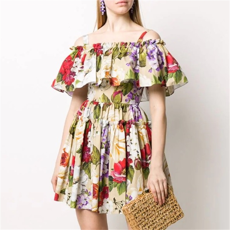 Summer Cut Off Shoulder Elastic Waist Mini Dresses Women's Charming Rose Flower Print Ruffles Beach Short Dress Robe 210603, Yellow (0.36 kg)
Summer Cut Off Shoulder Elastic Waist Mini Dresses Women's Charming Rose Flower Print Ruffles Beach Short Dress Robe 210603, Yellow (0.36 kg)