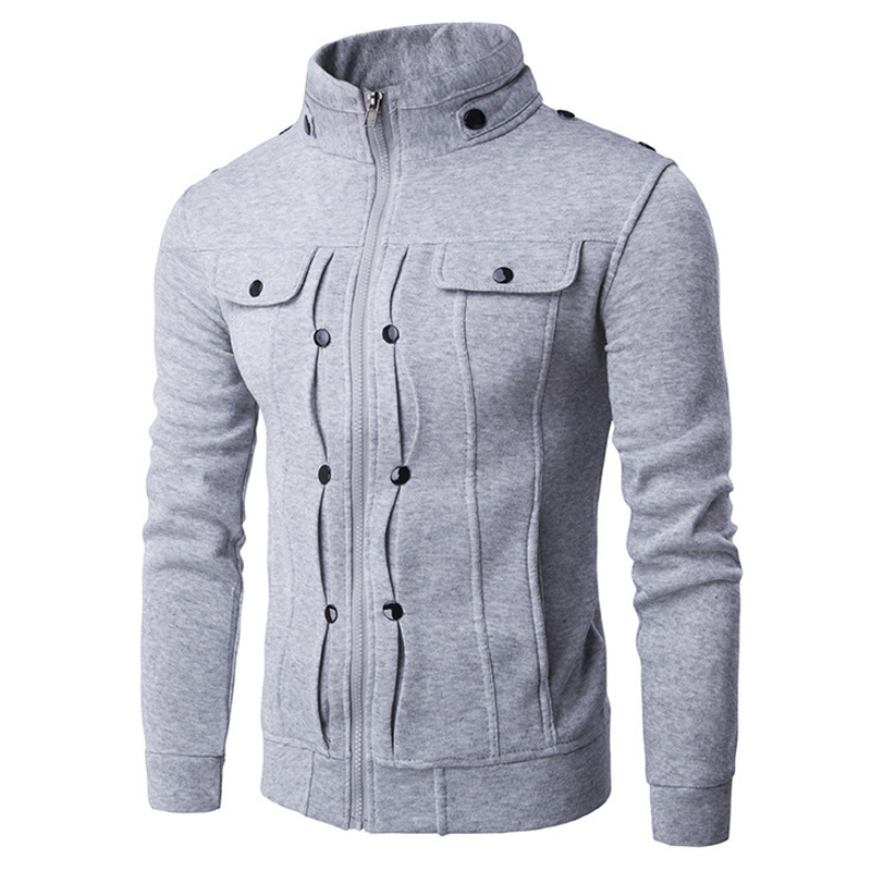 IceLion Fleece Sweatshirts Men Zipper Cardigan Hoodies Autumn Spring Stand Collar Sportswear Fashion Tracksuit Slim Jacket 201020