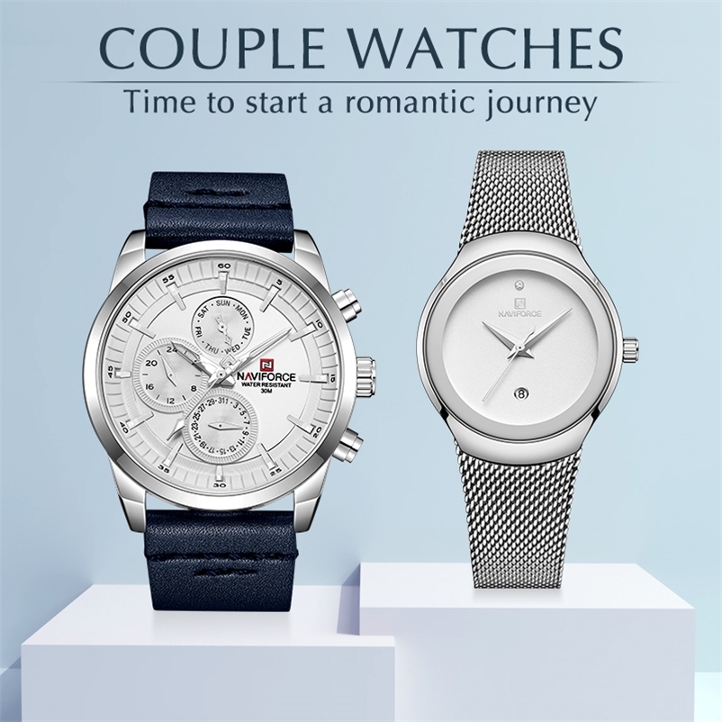 NAVIFORCE Lovers Watches for Men and Women Fashion Dress Wristwatch Waterproof Date Clock Couple Watch Gifts Set Sale 210608, Silver white
NAVIFORCE Lovers Watches for Men and Women Fashion Dress Wristwatch Waterproof Date Clock Couple Watch Gifts Set Sale 210608, Silver white