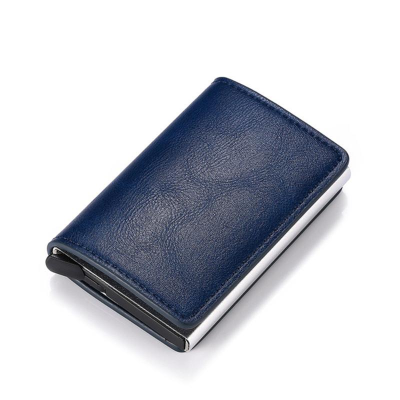 Card Holders 2021 PU Leather Bank Cardholder Case Holder Wallet Men Women Metal Vintage Aluminium Bag Crazy Horse