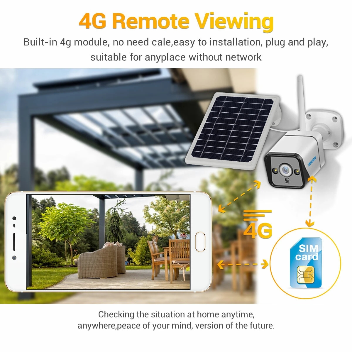 ESCAM QF320 1080P 4G Battery PIR Alarm IP Camera With Solar Panel Full Color Night Vision Two Way Audio IP66
