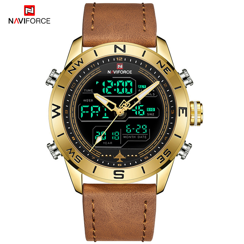 NAVIFORCE Sport Watches for Men Top Brand Luxury Military Leather Mens Wrist Watch Digital Quartz Chronograph Relogio Masculinog, Gglbn
NAVIFORCE Sport Watches for Men Top Brand Luxury Military Leather Mens Wrist Watch Digital Quartz Chronograph Relogio Masculinog, Gglbn